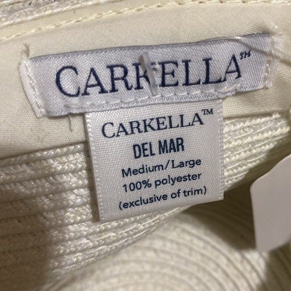 CARKELLA Del Mar Fairway Fedora with Black Band Chic Ivory M/L Adjustable NWOT - Picture 4 of 10